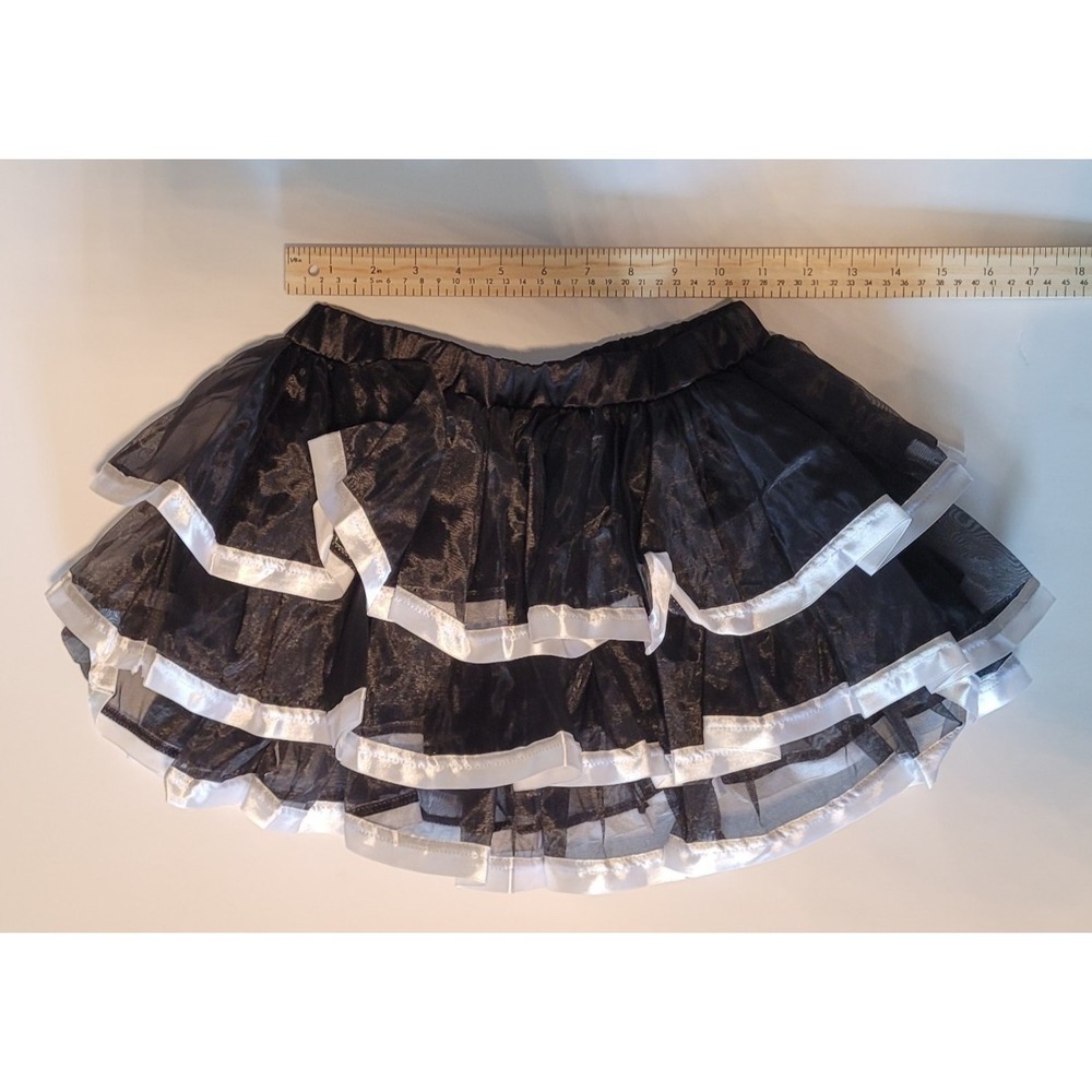Ladies Sexy Black & White Trim Short Tulle Skirt Costume S/M SL9024 - Picture 6 of 6